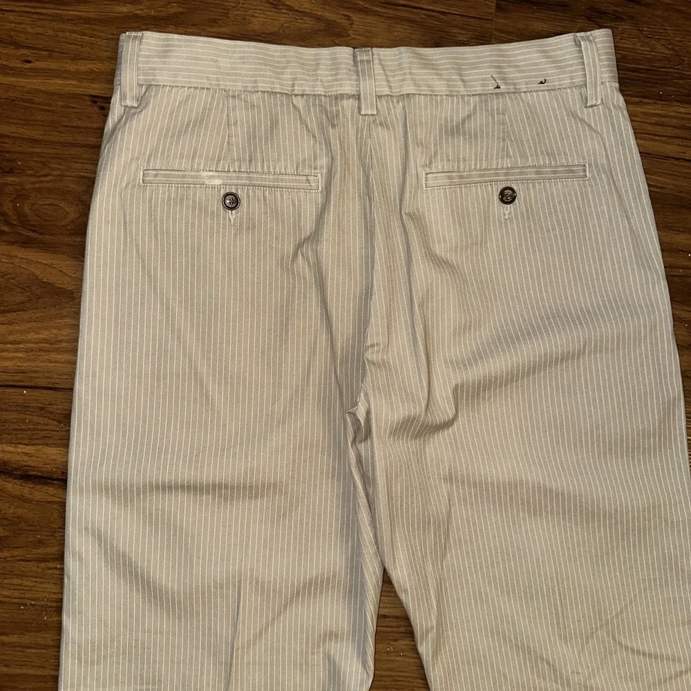 Banana Republic Men's Boot Cut Pinstriped Tan Slacks 100% Cotton 33x30 Y2K